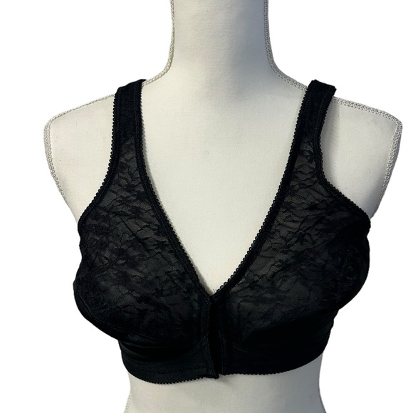 EXQUISITE FORM wirefree black lace front closure 36D posture bra NWOT - Picture 2 of 6